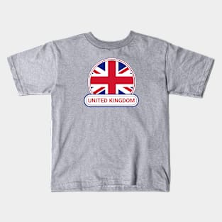 United Kingdom Country Badge - United Kingdom Flag Kids T-Shirt